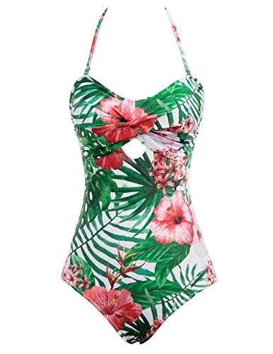 Bañador Reductor de Mujer Traje de Baño de Una Pieza Floral L CL0639-4