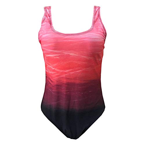 Bañadores de Mujer Traje de una Pieza con Relleno Bañador Push up Ropa de Baño Cintura Alta Size Gradiente de Color Cruz Atrás Slim Fit Cuerpo Atractivo Bañera Bikini (Orange, L(10-12))