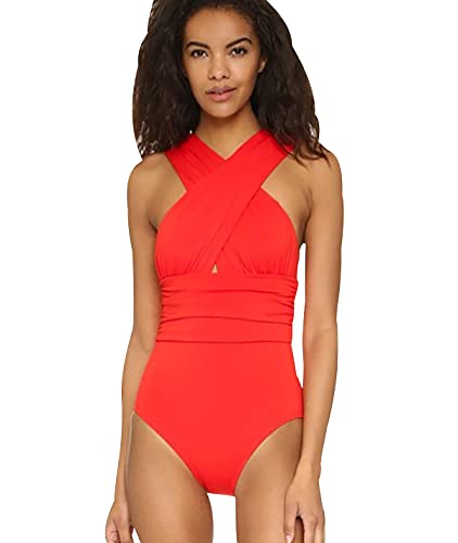 Bañadores Enteros Mujer Reductores Bikinis Mujer Push Up Bañador Natacion Mujer Bikini Disimular Barriga Relleno Playa Reductor Swimwear Women Monokini Traje de Baño Mujer Swimsuit One Piece Rojo M