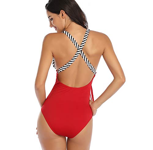 Bañadores Mama e Hija Mujer Escote V Espalda Descubierta Leopardo Rayas Natacion Trajes de Baño de Una Pieza Bikinis Niña Trikini Chica en Bañador Moldeador Vientre Plano Push Up Piscina Surf Mujeres