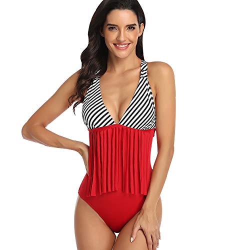 Bañadores Mama e Hija Mujer Escote V Espalda Descubierta Leopardo Rayas Natacion Trajes de Baño de Una Pieza Bikinis Niña Trikini Chica en Bañador Moldeador Vientre Plano Push Up Piscina Surf Mujeres