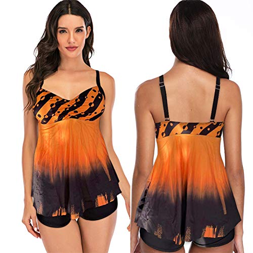 Bañadores Mujer con Relleno, Bañador Espalda Descubierta, Bikini De Aro, Tankini Reductor, Bañadores con Falda Tallas Grandes, Vestido Transparente Playa, Bikinis De Crochet para Mujer, Orange
