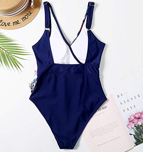 Bañadores Mujer Leopardo Escote V Espalda Descubierta Natacion Trajes de Baño de Una Pieza Bikinis Tallas Grandes Trikini Bañador Moldeador Vientre Plano Push Up Piscina Bikini Banadores de Señora M