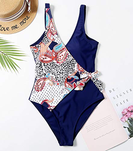 Bañadores Mujer Leopardo Escote V Espalda Descubierta Natacion Trajes de Baño de Una Pieza Bikinis Tallas Grandes Trikini Bañador Moldeador Vientre Plano Push Up Piscina Bikini Banadores de Señora XL