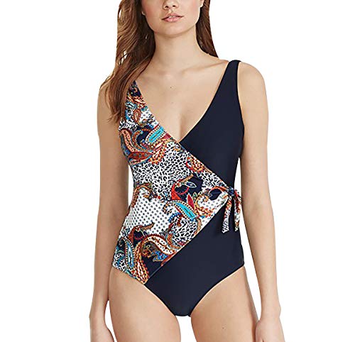 Bañadores Mujer Leopardo Escote V Espalda Descubierta Natacion Trajes de Baño de Una Pieza Bikinis Tallas Grandes Trikini Bañador Moldeador Vientre Plano Push Up Piscina Bikini Banadores de Señora XL