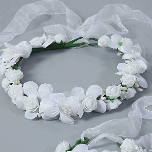 Banda para la cabeza de la flor Diademas de tela Corona de flores para niñas Coronas para la cabeza con cinta ajustable para mujeres y niñas para la fiesta del festival Boda