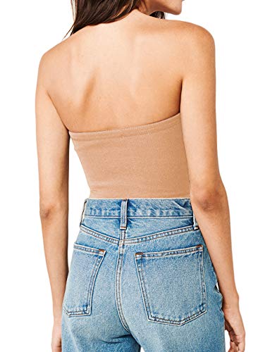 Bandeau Tops Mujeres sin Tirantes Camisetas Tube Crop Tops Tank Sexy Casual Verano sin Mangas de Playa Chalecos sin Costuras Elástica Camisetas Negro Blanco Natural L