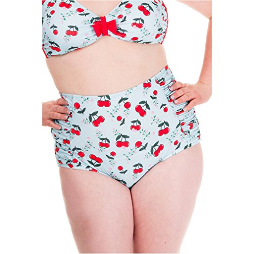 Banned - Bikini para mujer, estilo rockabilly, cintura alta, cerezas, estilo vintage, color azul claro hasta 4XL azul L