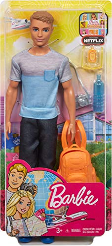 Barbie Vamos de Viaje, muñeco Ken con accesorios, regalo para niñas y niños 3-9 años (Mattel FWV15) , color/modelo surtido