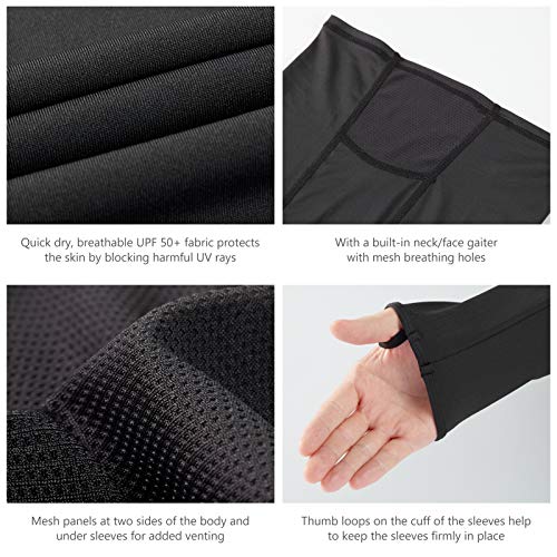 Bassdash UPF 50+ Camisa de Pesca de Manga Larga para Hombre con máscara UV Cuello Polaina con Capucha…