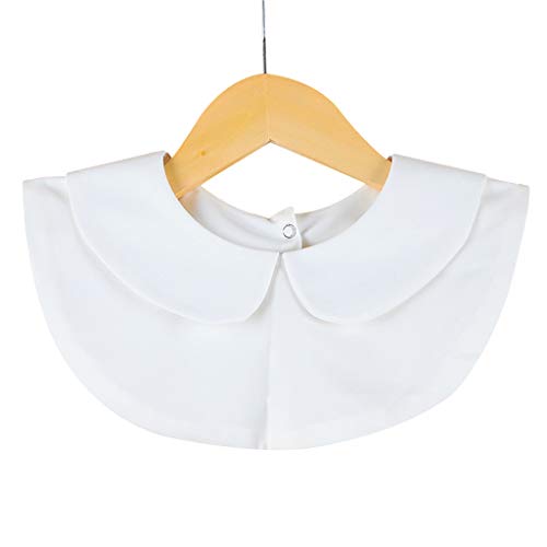 BASSK Camisa de color liso para mujer, camisa de algodón, cuello falso, camisa blanca y negra retro desmontable 1 1