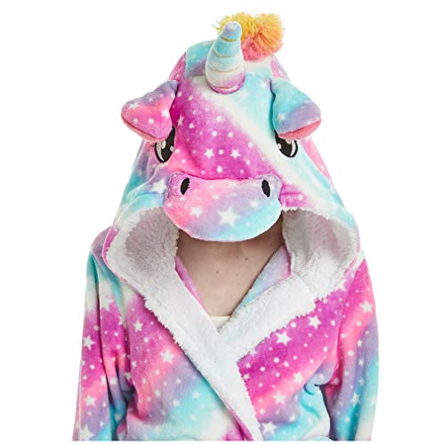 Bata Encapuchado, Unicornio Batas de Baño Onesie Adultos Pijamas de Animales Camisón de Dibujos Animados Suave Bata de Dormir Halloween Navidad (Cielo Estrellado, M)