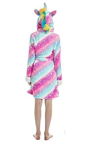 Bata Encapuchado, Unicornio Batas de Baño Onesie Adultos Pijamas de Animales Camisón de Dibujos Animados Suave Bata de Dormir Halloween Navidad (Cielo Estrellado, M)