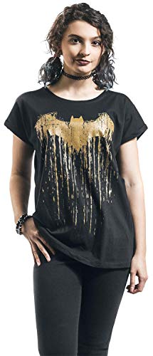 Batman Logo Dripping Mujer Camiseta Negro S, 100% algodón, Ancho