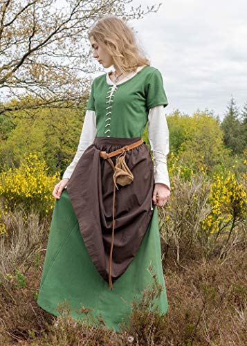 Battle-Merchant - Saya Medieval AVA - Manga Corta - Ropa de Estilo Vikingo para Larp - Algodón - Verde, Granate - Verde - S