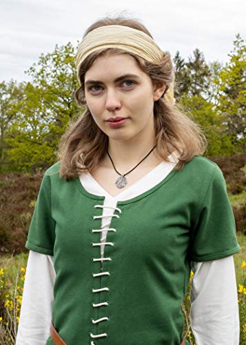 Battle-Merchant - Saya Medieval AVA - Manga Corta - Ropa de Estilo Vikingo para Larp - Algodón - Verde, Granate - Verde - S