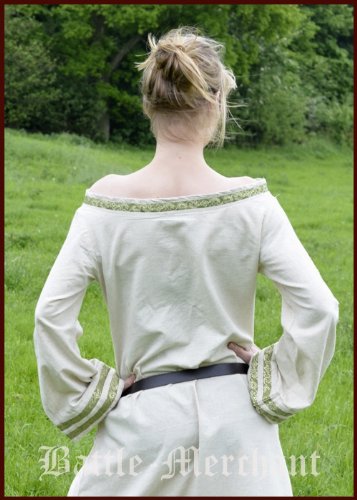 Battle Merchant Vestido Medieval Mohammed de algodón/Lino Vestido para Vikingo, Larp, Edad Media - Burdeos/Negro