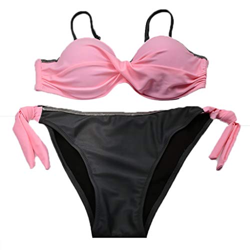 BBestseller Impresión triángulo Sling Push-Up Bikinis Mujer 2019 Cómodo Bohemia Playa al Aire Libre Trajes de baño Mujer (XL, Rosado 1)