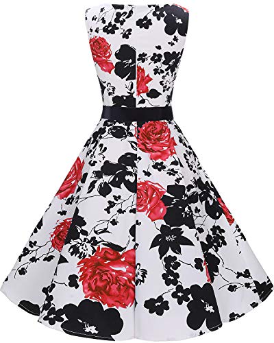 Bbonlinedress 50s Vestidos Vintage Retro Rockabilly Clásico RedFlower XS