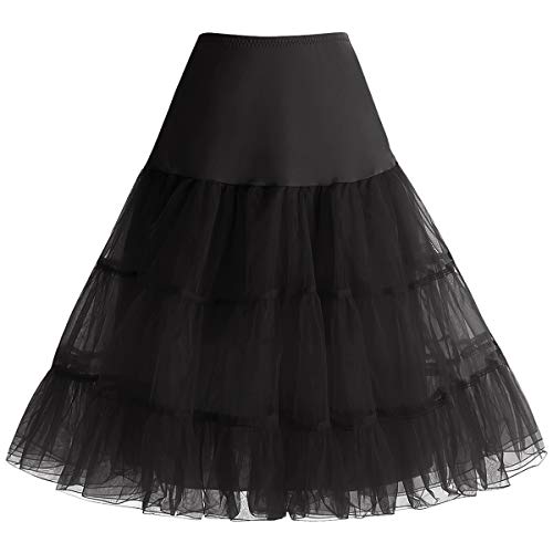 Bbonlinedress Mujeres Organza 50s Retro Rockabilly Enaguas Miriñaques Black L