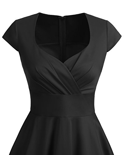 Bbonlinedress Vestido Corto Mujer Retro Años 50 Vintage Escote En Pico Black XL