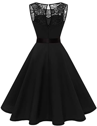 Bbonlinedress Vestido Mujer Corto Fiesta Boda Encaje Sin Mangas Black 2XL