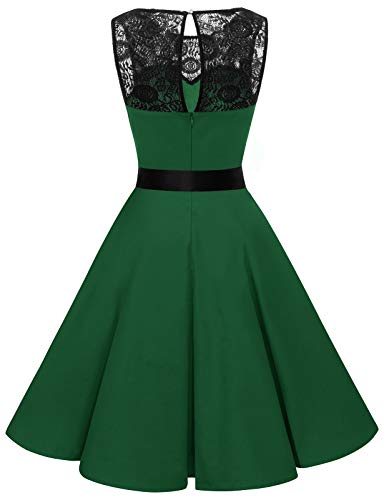Bbonlinedress Vestido Mujer Corto Fiesta Boda Encaje Sin Mangas Dark Green XL