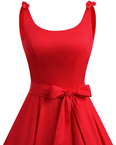 Bbonlinedress Vestidos de 1950 Estampado Vintage Retro Cóctel Rockabilly con Lazo Darkred L