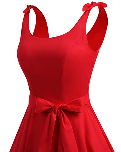 Bbonlinedress Vestidos de 1950 Estampado Vintage Retro Cóctel Rockabilly con Lazo Darkred L