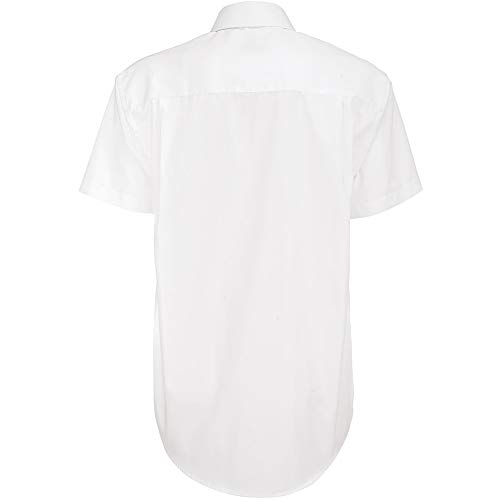 B&C - Camisa de Manga Corta Modelo Smart (Tallas Grandes) para Hombre Caballero - Fiesta/Trabajo/Eventos Importantes (4XL) (Blanco)