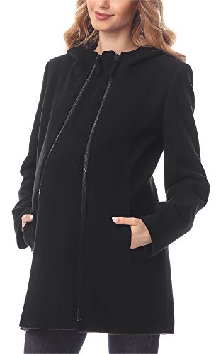 Be Mammy Abrigo Chaqueta Premamá de Lana Embarazo Ropa Invierno BE20-226 (Negro, EU 34=ES 34)