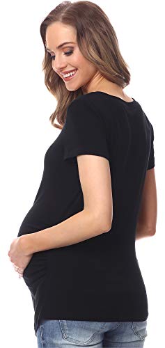 Be Mammy Camiseta Premamá Manga Corta Lactancia Ropa Verano BE20-227 (Negro, M)