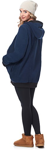 Be Mammy Chaqueta Abrigo Premamá Panel Extraíble Embarazo Ropa Invierno BE20-181 (Azul Oscuro, EU 42=ES 42)