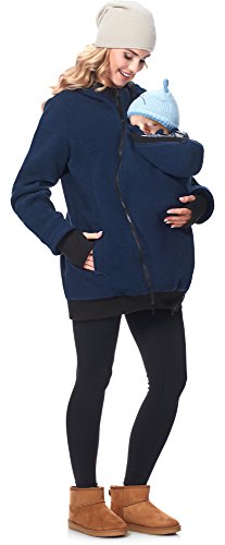 Be Mammy Chaqueta Abrigo Premamá Panel Extraíble Embarazo Ropa Invierno BE20-181 (Azul Oscuro, EU 42=ES 42)