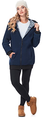 Be Mammy Chaqueta Abrigo Premamá Panel Extraíble Embarazo Ropa Invierno BE20-181 (Azul Oscuro, EU 42=ES 42)