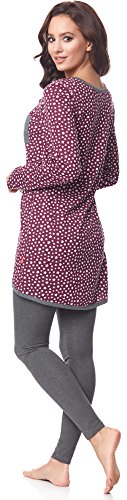 Be Mammy Pijama Premamá Camiseta y Leggins Embarazo Lactancia BE20-178(Borgoña-Estrellas-Gris, XL)