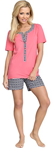 Be Mammy Premamá Pijama Dos Piezas Lactancia Ropa de Cama Maternidad Mujer J5ST3N2 (Coral-1, M)
