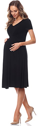 Be Mammy Vestido de Cóctel Premamá Embarazo Ropa Verano BE20-217 (Negro, S)