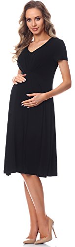 Be Mammy Vestido de Cóctel Premamá Embarazo Ropa Verano BE20-217 (Negro, S)