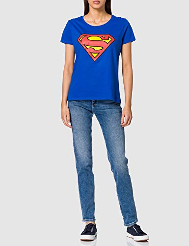 Beats & More Superman Logo Girlie Camiseta, Azul (Blau), S para Mujer