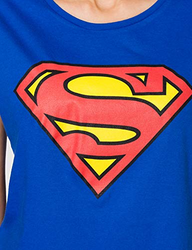 Beats & More Superman Logo Girlie Camiseta, Azul (Blau), S para Mujer