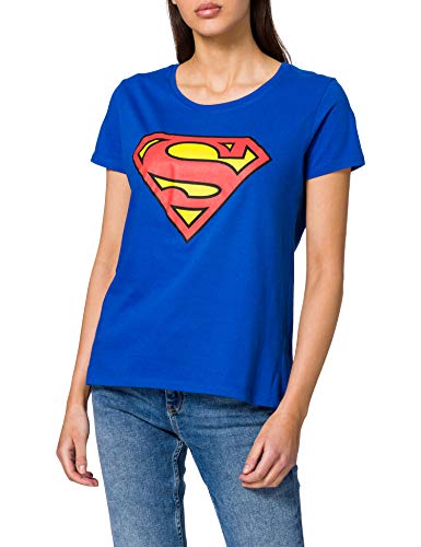 Beats & More Superman Logo Girlie Camiseta, Azul (Blau), S para Mujer