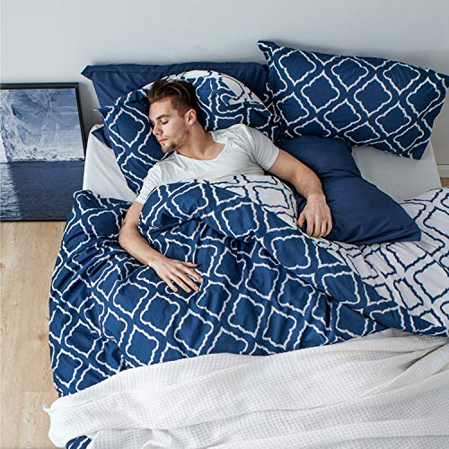 Bedsure Funda Nórdica Cama 90 Azul Marino - Fundas Edredón Nórdico 150x220cm con 1 Funda de Almohada 40x75cm - Microfibra Muy Suave Hipoalergénica Transpirable