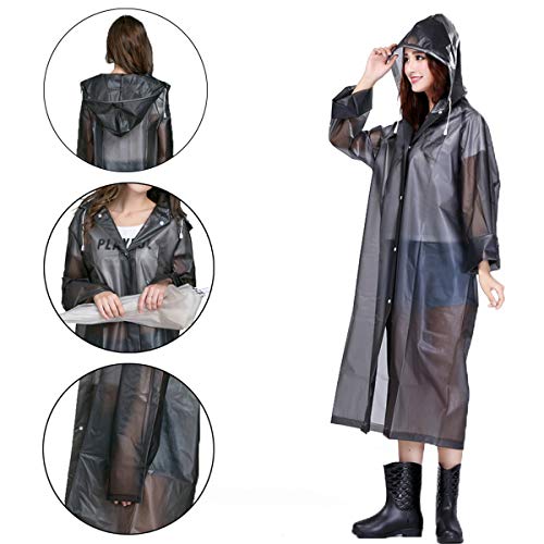 BEIAOSU Lluvia Poncho Transparente ReutilizableTranspirable Impermeable portátil para Mujeres y Hombres Chubasquero EVA Impermeable Senderismo Camping Viajes