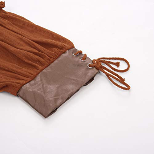 Belle Poque Blusa Steampunk de Manga Combinado Piel Sintético para Mujer XL Marrón