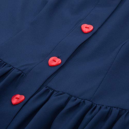 Belle Poque Vestido de Solapa con Encanto Vestido de Noche de 1950 Vestido Rockabilly Vestido de Fiesta Elegante Azul Marino BP927-2_M