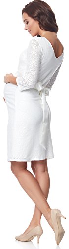 Bellivalini Premamá Vestido Fiesta Manga 3/4 Maternidad Mujer BLV50-109 (Marfil, M)