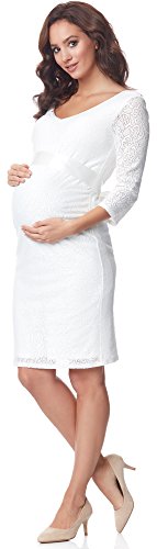 Bellivalini Premamá Vestido Fiesta Manga 3/4 Maternidad Mujer BLV50-109 (Marfil, M)