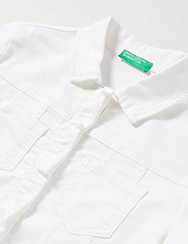 Benetton Giubbino Abrigo, Blanco (Bianco 101), 110 (Talla del Fabricante: X-Small) para Niñas