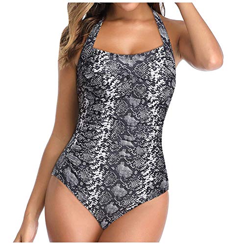 Berimaterry Traje de baño Bikini Estampado Bañador Mujer Blouson Tankini Traje de baño Cintura Alta de Bañador para Mujer Una Pieza Bañadores Mujer Reductores Halter con Espalda Vendaje
